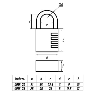 PALLADIUM Замок навесной 401В-20 (кодовый) #172367